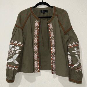 Anthropologie RD&Koko Tie Front Embroidered Cardigan